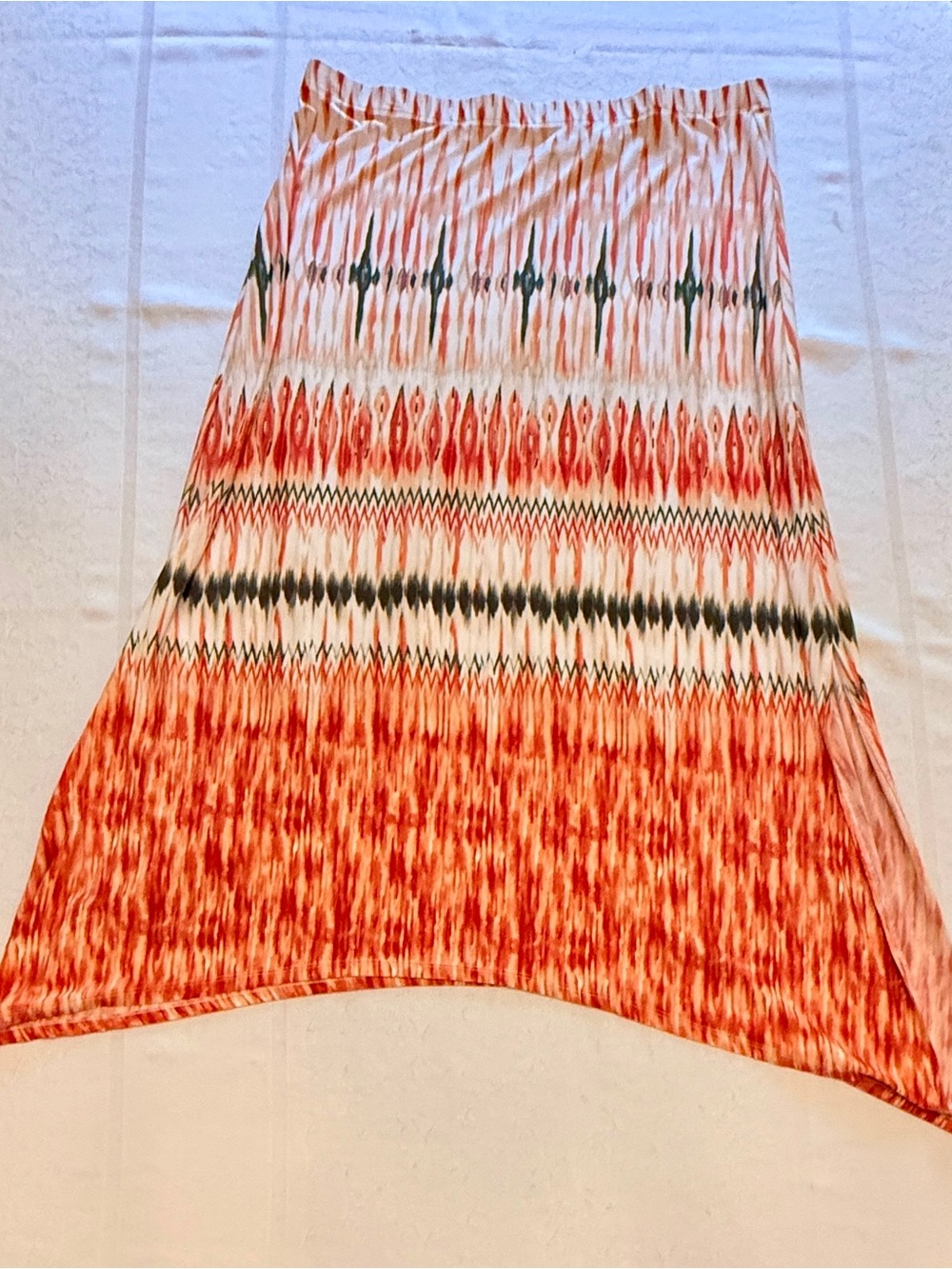 Chico's Orange, Cream & Gray Statement Maxi Skirt